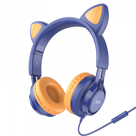 Accesorii Telefoane - W36 Cat ear headphones with mic midnight blue