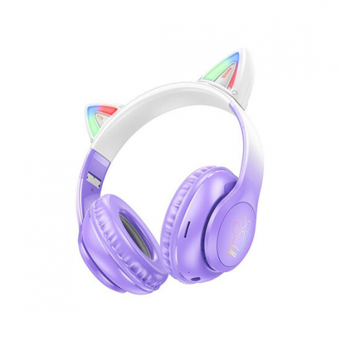 Accesorii Telefoane - W42 Cat Ears over-ear BT headphones purple grape
