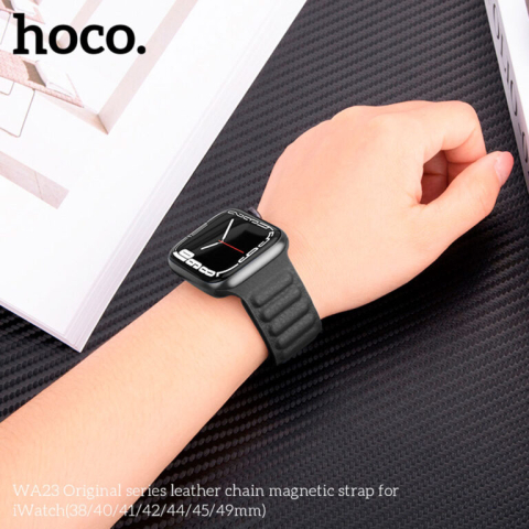 Магнитный кожаный ремешок WA23 Original Series для Apple Watch (42/44/45/49 мм) – Черный [1]