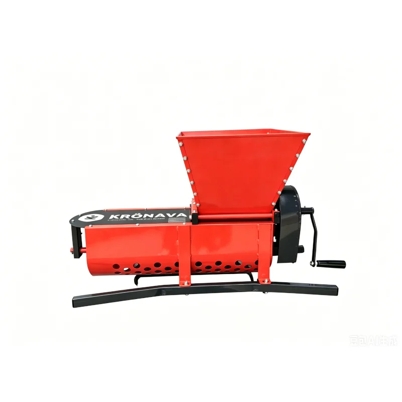 Zdrobitor manual pentru struguri cu desciorchinător Kronava DG-08 (300 kg/h, Cuvă 20L, Role tehnopolimer alimentar) [6]