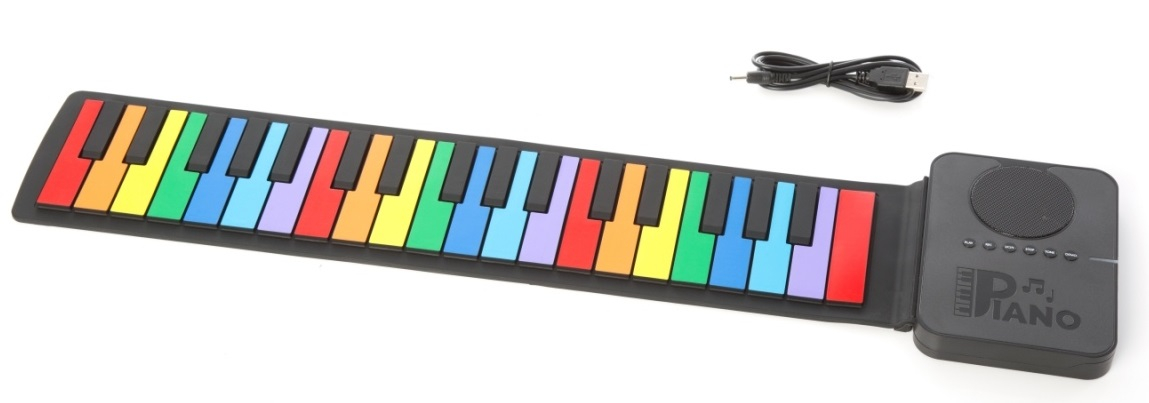 Pian pentru copii Bluetooth Roll up Piano 37 Colored keys.Rainbow Color [1]