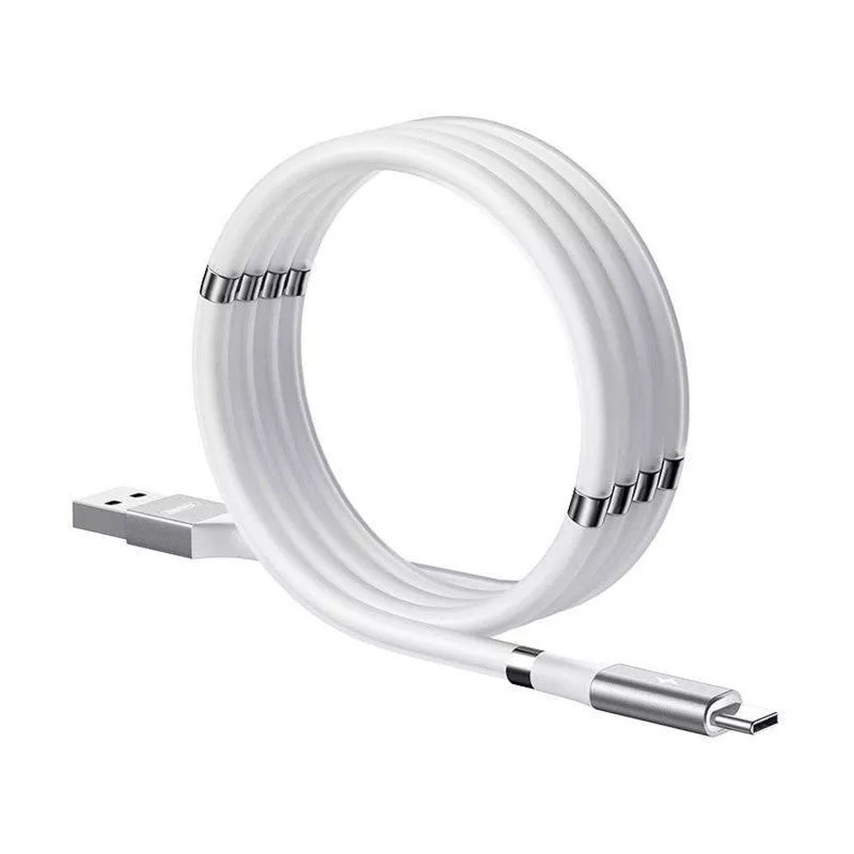 Helmet Cable USB to Type-C With Magnetic Organizer 2.1A 1m, White [1]