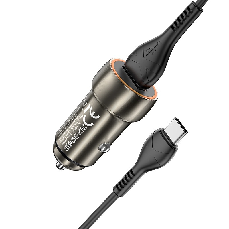 Z46 Metal gray shield single port QC3.0 car charger set(Type-C) [1]