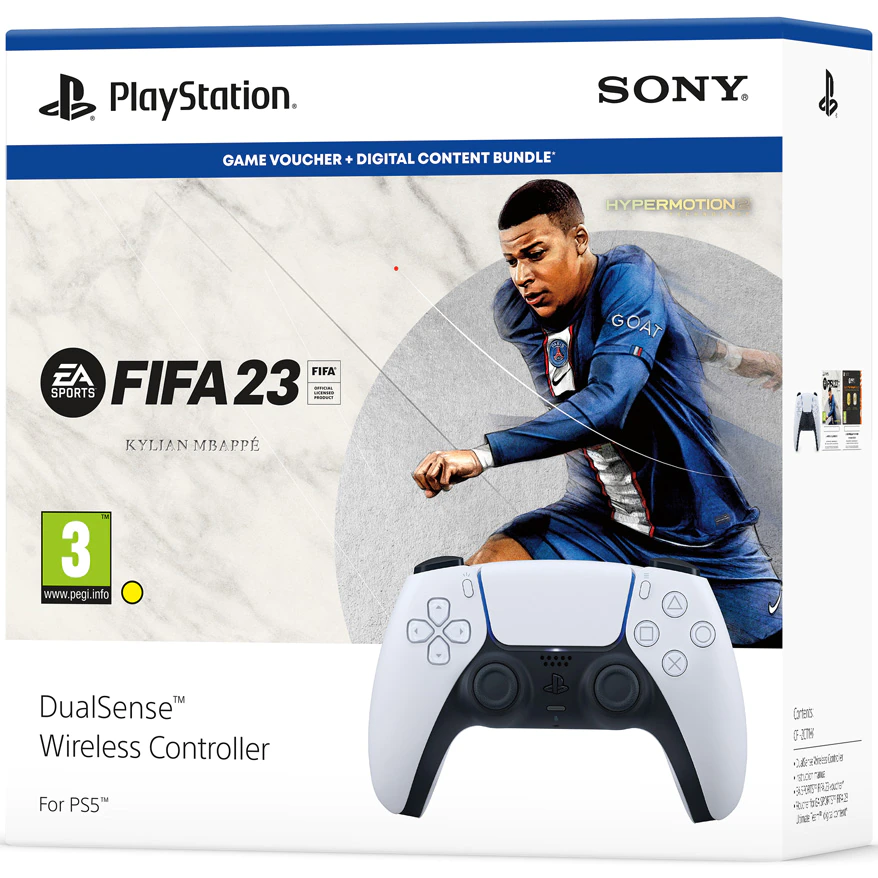 Treason Baron Cottage Controller Wireless PlayStation DualSense, White + Joc PS5 FIFA 23 (Cod) +  FIFA 23 FUT Voucher