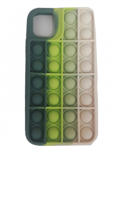 Husa de protectie bubble fidget pentru iPhone 11 pro, verde /alb [1]