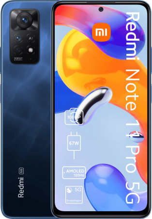 Telefon mobil Xiaomi Redmi Note 11 Pro 5G, Dual Sim, 128GB, 8GB RAM, Blue [0]