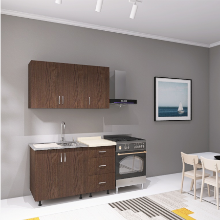 Bucatarii - Bucatarie 120 cm Lungime, Material PAL 18mm, Culoare Wenge, Blat termorezistent 2.8 cm Grosime