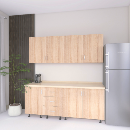 Bucatarii - Bucatarie 160 cm Lungime, Material PAL 18mm, Culoare Sonoma, Blat termorezistent