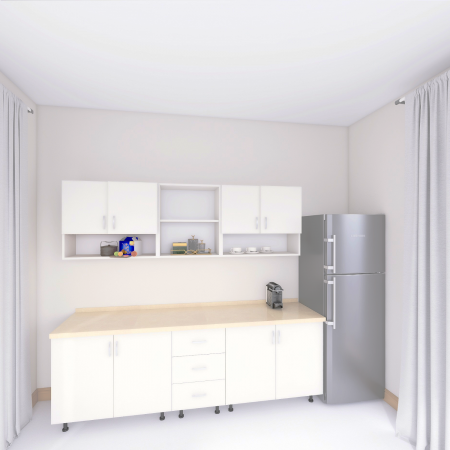 Bucatarii - Bucatarie 200 cm Lungime, Material PAL 18mm, Culoare ALB, Blat termorezistent