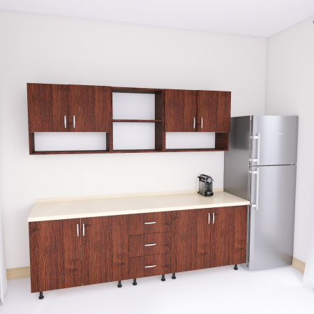 Bucatarii - Bucatarie 200 cm Lungime, Material PAL 18mm, Culoare Wenge, Blat termorezistent