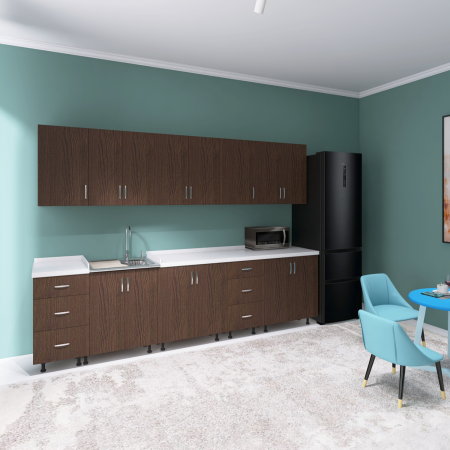Bucatarii - Bucatarie 300 cm Lungime, Material PAL 18mm, Culoare Wenge, Blat termorezistent 2.8 cm Grosime