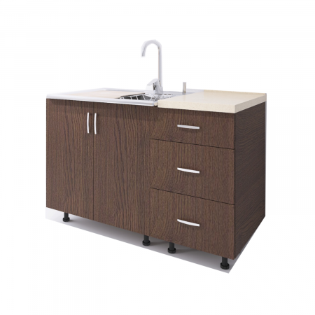 Corpuri Bucatarie Modulare - Set Corp Bucatarie L120 x H90 x A50cm, Culoare Wenge, Picioare Reglabile, Blat Termorezistent 2.8 cm