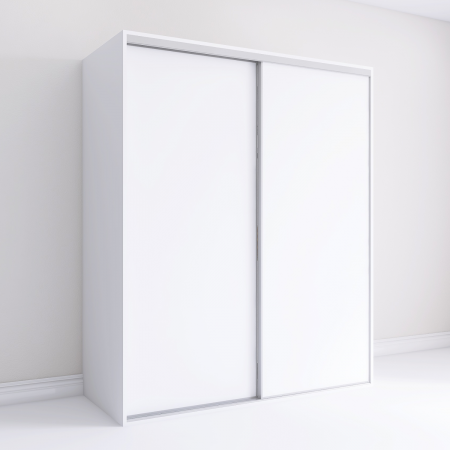 Dressinguri - Dressing Dormitor L120 x H200 x A60 cm, Culoare Alb, Pal 18mm, Cant ABS, Manere Aluminiu
