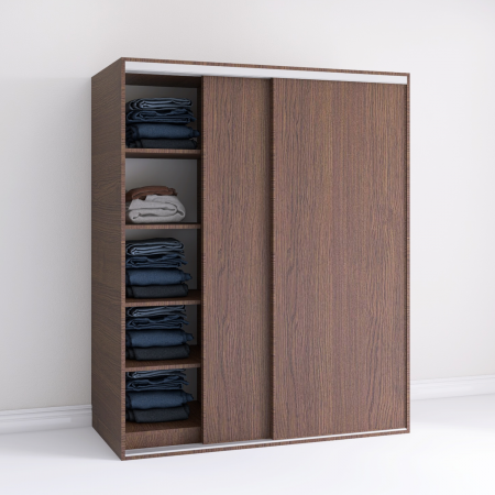 Dressinguri - Dressing Dormitor L160 x H200 x A60 cm, Culoare Wenge, Pal 18mm, Cant ABS, Manere Aluminiu