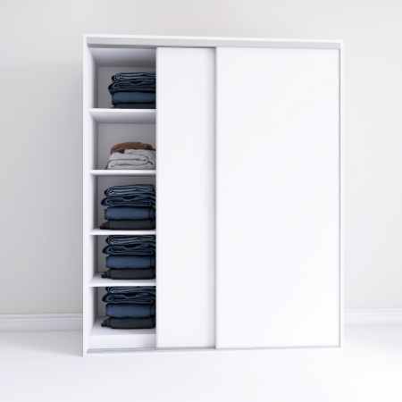 Dressinguri - Dressing Dormitor L180 x H200 x A60 cm, Culoare Alb, Pal 18mm, Cant ABS, Manere Aluminiu