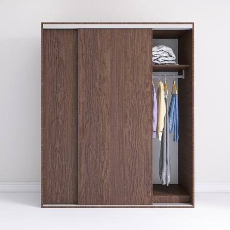 Dressinguri - Dressing Dormitor L180 x H200 x A60 cm, Culoare Wenge, Pal 18mm, Cant ABS, Manere Aluminiu