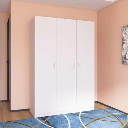 Dulap cu 3 usi - Dulap 3 usi L120 x A50 x H200cm, Culoare  Alb, Pal 18mm
