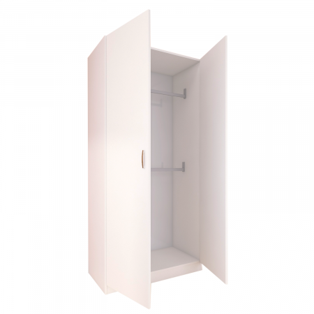 Dulap cu 2 usi - Dulap cu Bara Haine D3,  H200 X L80 X A50cm, PAL 18mm, Culoare Alb