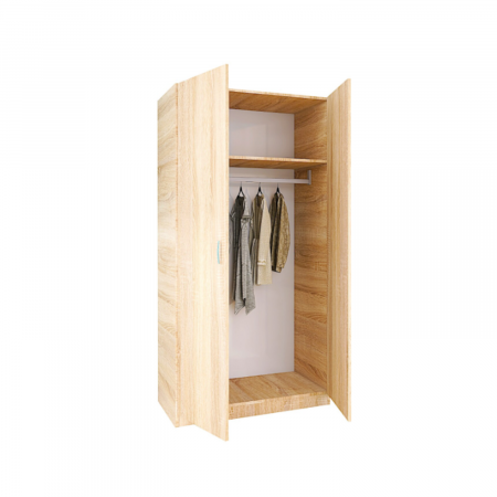 Dulap cu 2 usi - Dulap D2 cu bara haine, H200 x L80 x A50cm, Culoare Sonoma, Pal 18mm