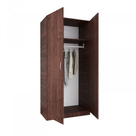 Dulap cu 2 usi - Dulap cu bara haine, H200 x L80 x A50cm, Culoare Wenge, Pal 18mm