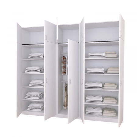 Dulap cu 3 usi - Dulap Dormitor Alb H240 X L205 X A50cm, Material Pal18mm