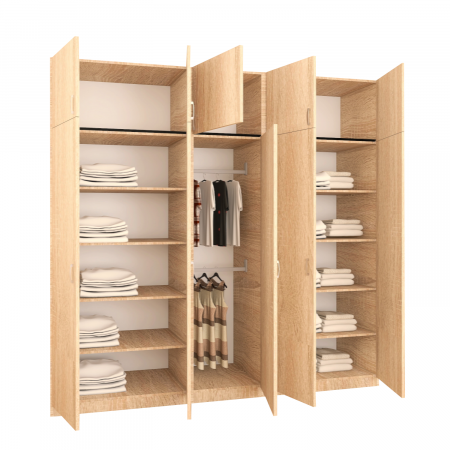 Dulap cu 3 usi - Dulap Dormitor Stejar Sonoma, H240 X L205 X A50cm, Material Pal18mm