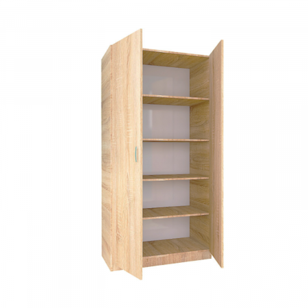 Dulap cu 2 usi - Dulap cu 4 rafturi, H200 X L80 X A50cm, PAL 18mm, Culoare Stejar Sonoma