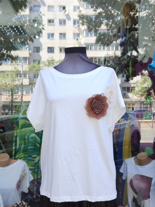 Tricou alb Flower Touch Bronze [1]