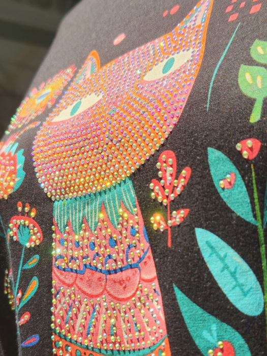 Tricou negru Flower Cat [2]