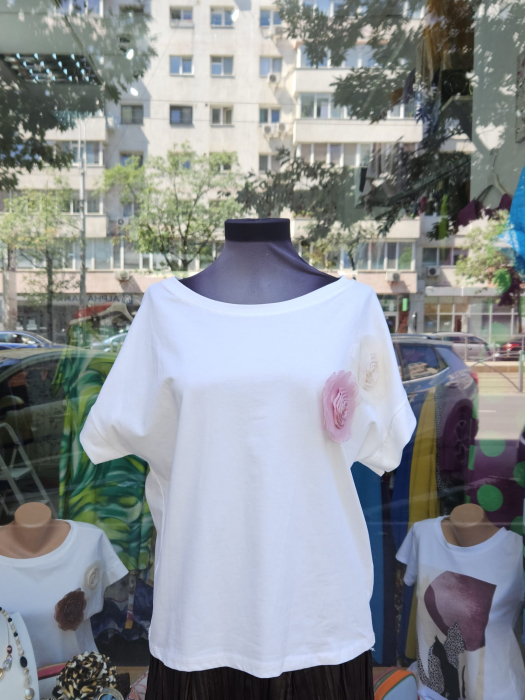 Tricou alb Flower Touch Rose [1]