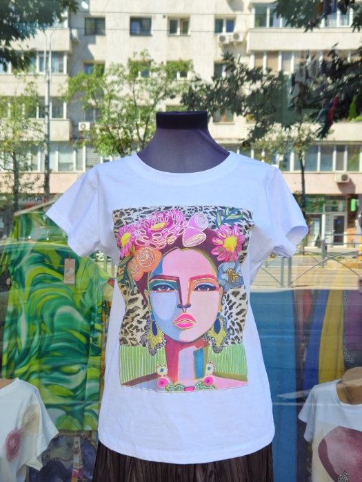 Tricou alb Art Flower [1]