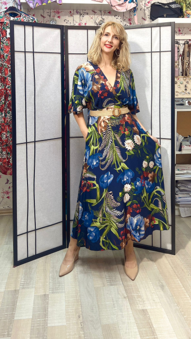 Rochie lunga vaporoasa model floral [2]