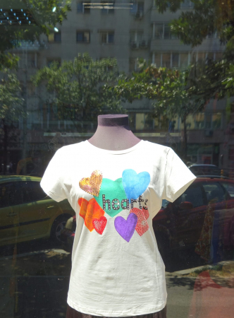TRICOURI - Tricou alb Bold Hearts