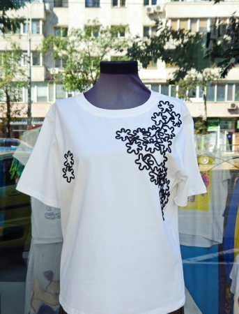 TRICOURI - Tricou alb Texture 3D