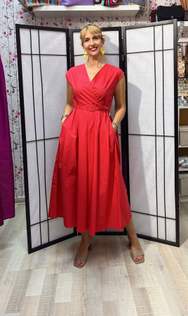 IMBRACAMINTE - Rochie midi bumbac rosie