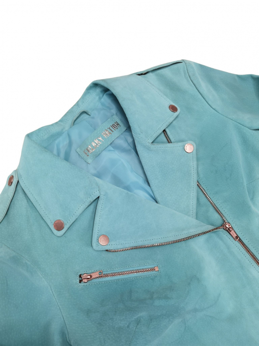 Geaca albastra piele Retro Femei-XS [3]