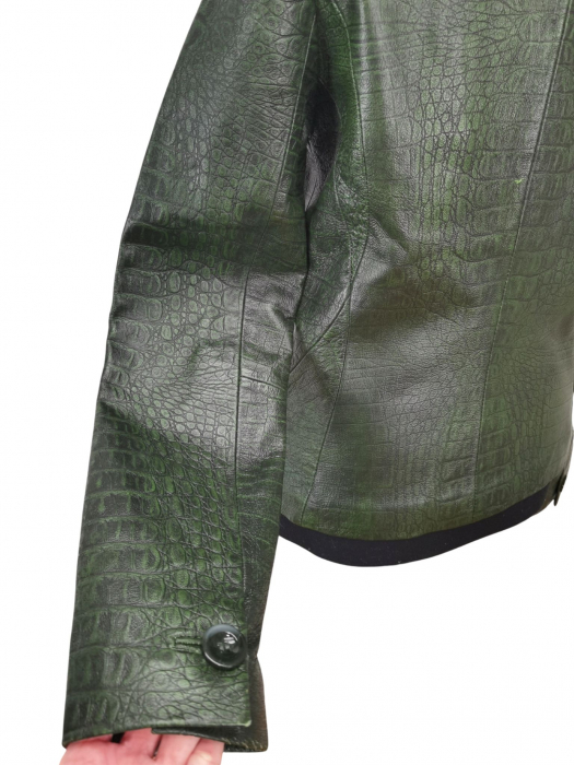 Geaca piele verde Femei-S [6]