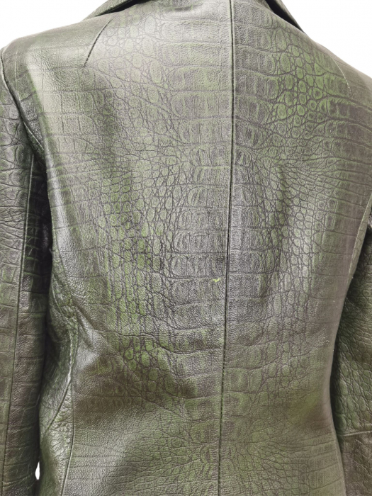 Geaca piele verde Femei-S [4]