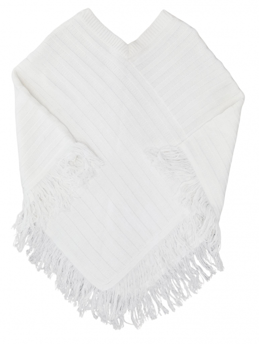 Poncho alb Retro Femei-One size [2]