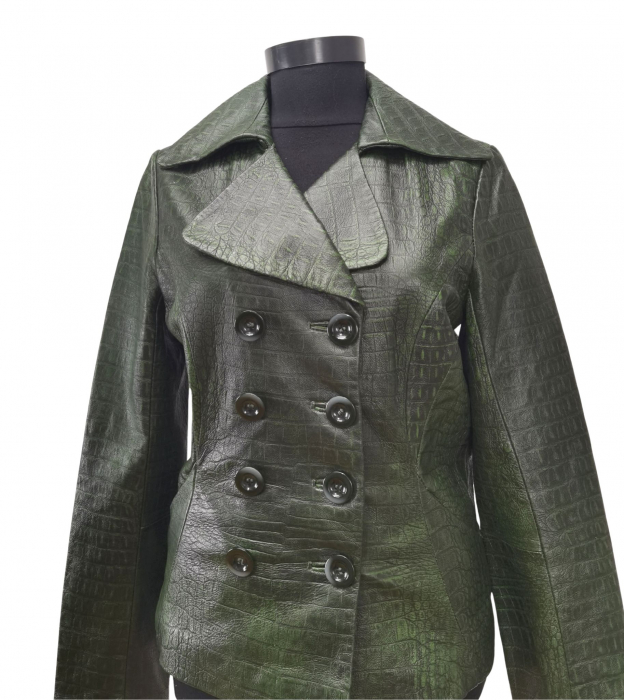 Geaca piele verde Femei-S [3]