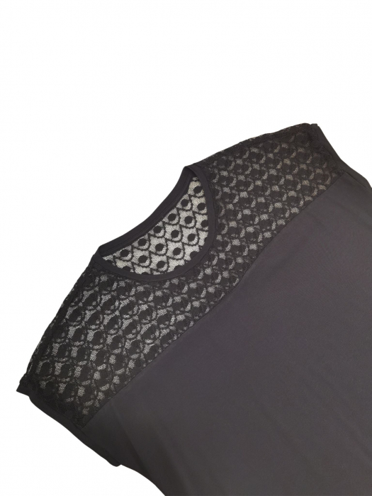 Tricou negru cu dantela Femei-S [3]