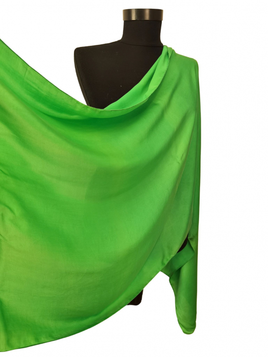 Esarfa verde matase Femei [2]