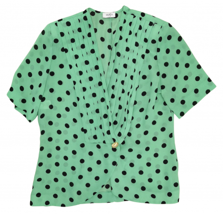 Camasa cu maneca scurta Femei - Camasa verde Vintage Femei-XL