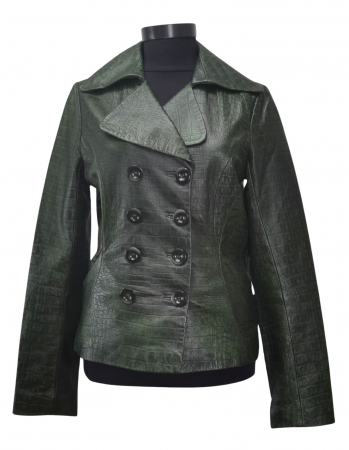 Geci Femei - Geaca piele verde Femei-S