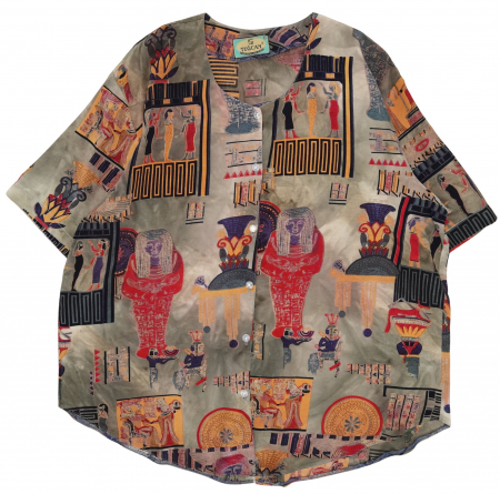 Camasa cu maneca scurta Femei - Camasa cu imprimeu Vintage Femei-XL