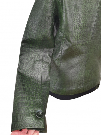 Geaca piele verde Femei-S [5]