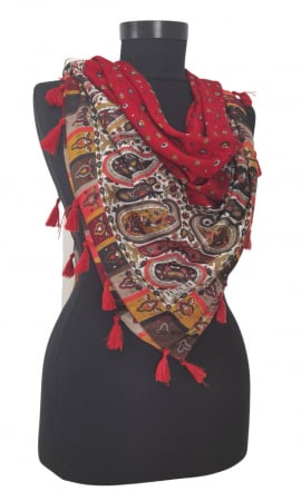 Accesorii Femei - Esarfa rosie cu model Femei