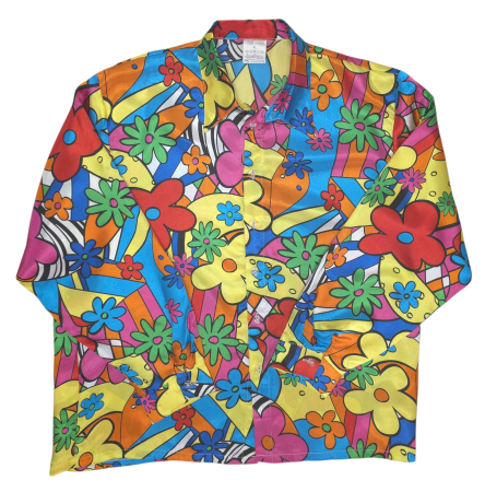 Camasi cu maneca lunga Femei - Camasa multicolora Retro Femei-XL