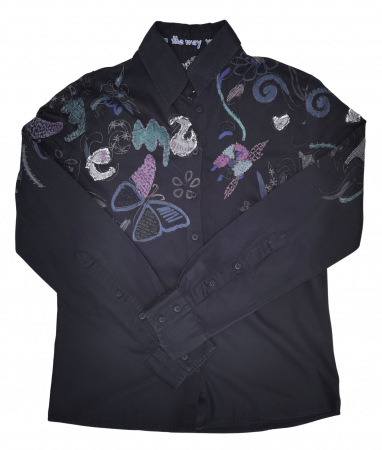 Camasi Femei - Camasa neagra Retro Femei-XL
