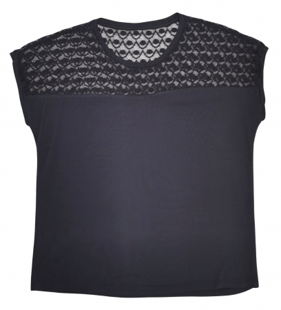 Tricouri Femei - Tricou negru cu dantela Femei-S